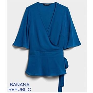 🔷Gorgeous! BANANA REPUBLIC Wrap Blouse Soft & Sheer Georgette Fabric NWT’S-$80
